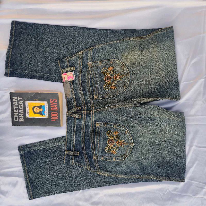 Embroidered Bootcut Denim Y2K