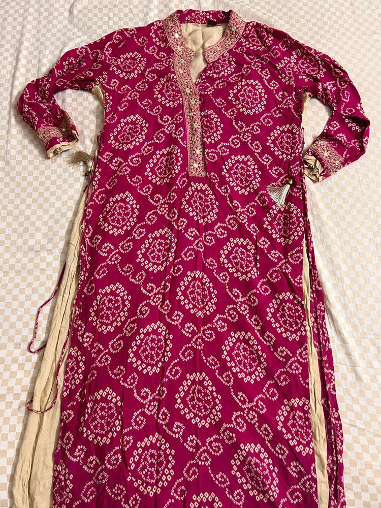Bandhani Print - Side Knot Style Kurta