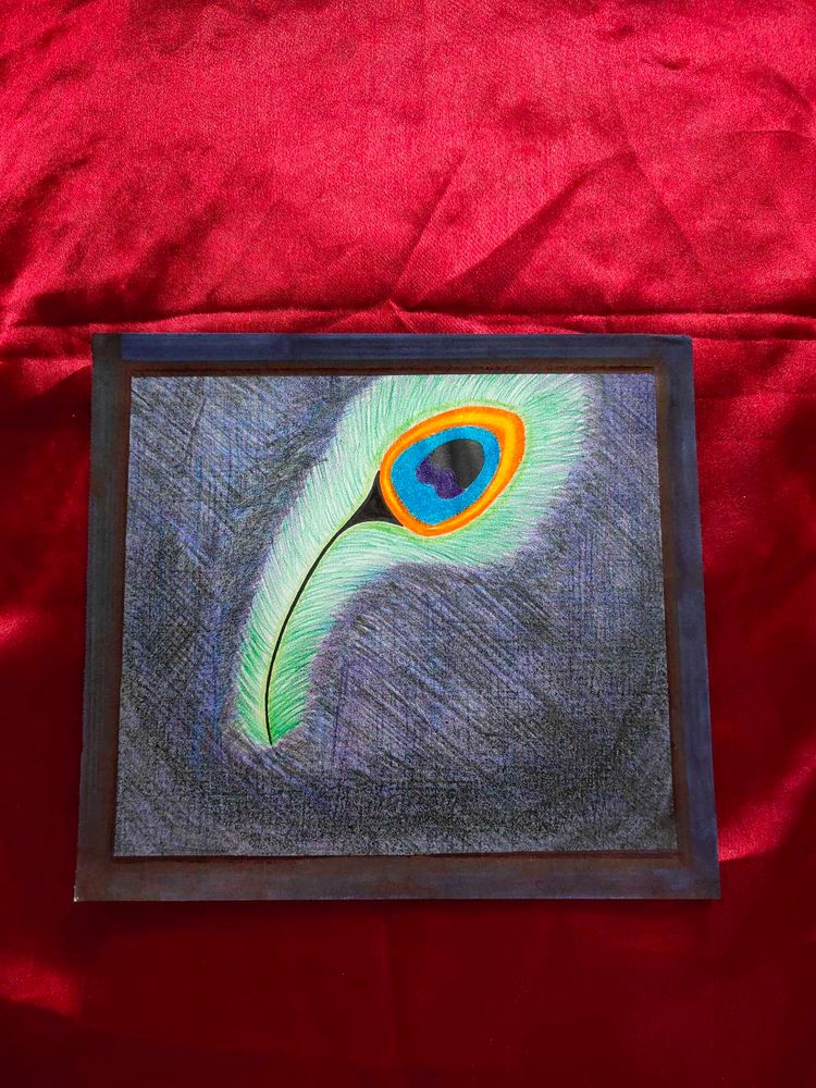 Handmade Peacock Feather Artwork