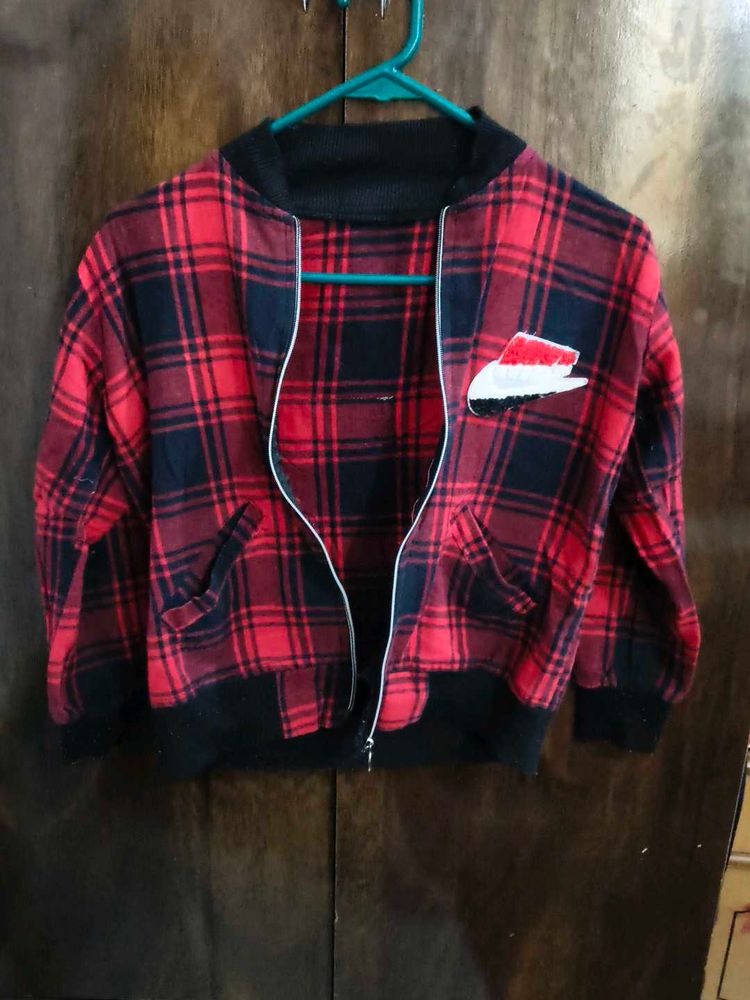 Red Plaid Bomber Jacket