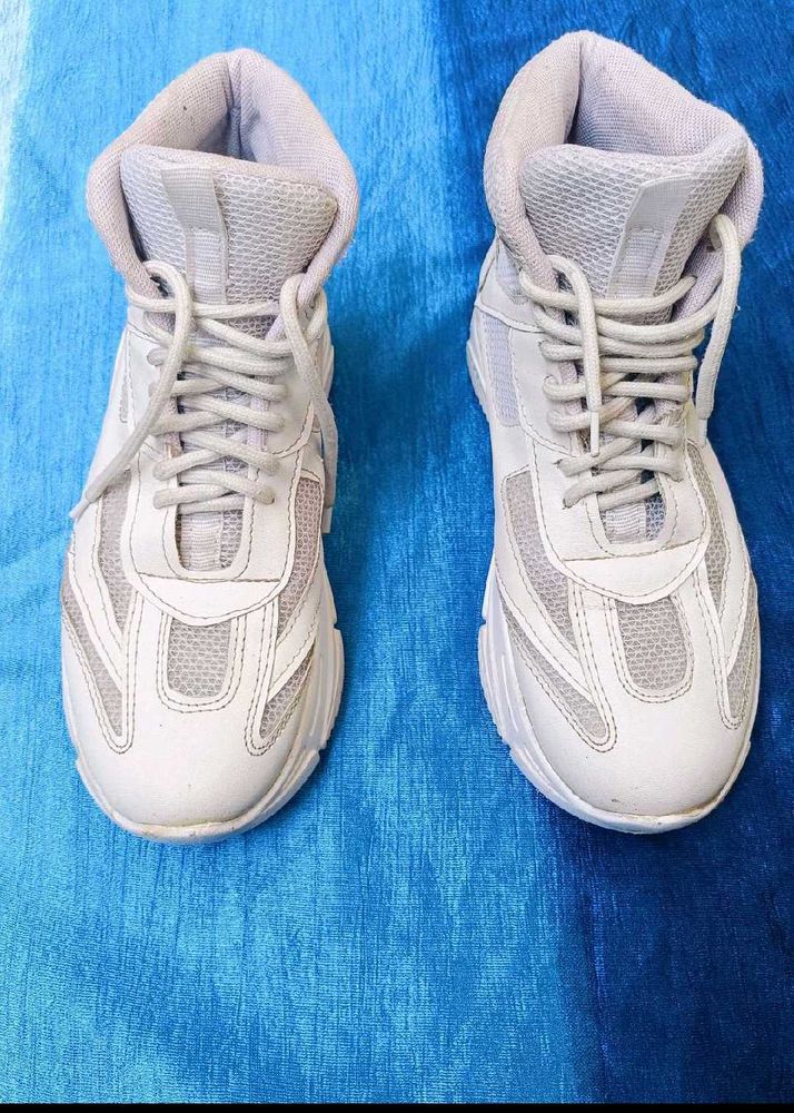 Stylish White High-Top Sneakers