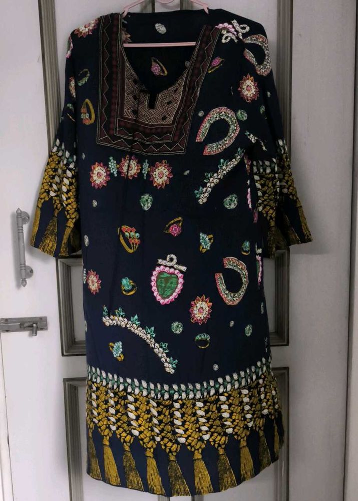 Printed Navy Kurti