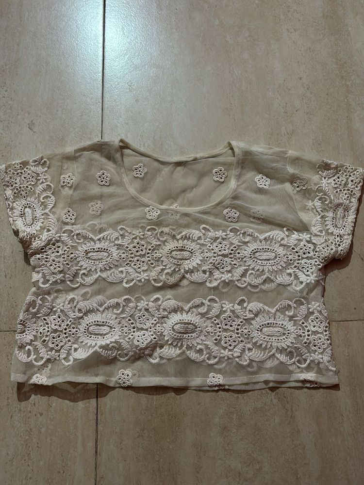 Lace + Net Crop Top