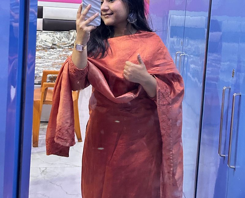 Pure Silk three piece kurta set 🫶🏻🥰