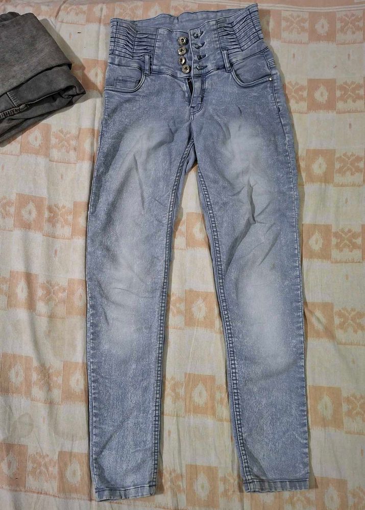 Light Blue High Waisted Fitted Jeans