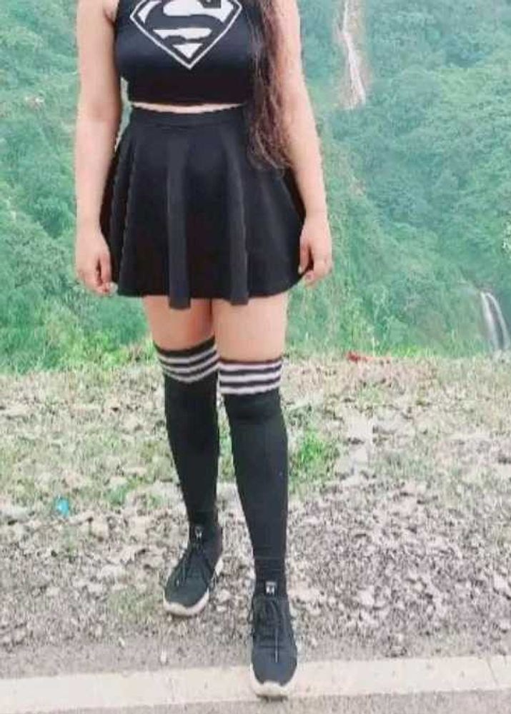 Black Knee High Striped Socks