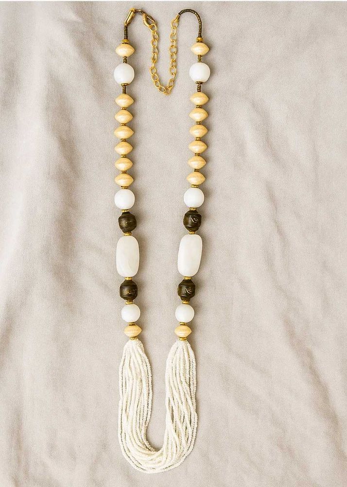 Beaded Statement Necklace With Earrings