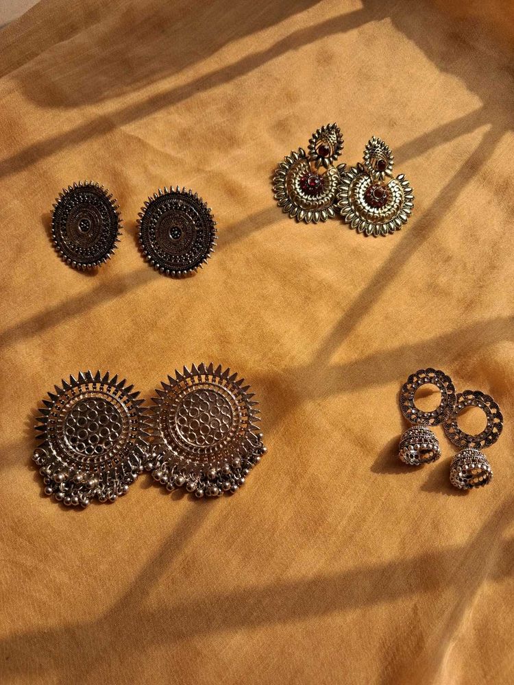 Combo Of 4 Oxidised Earrings 🤍