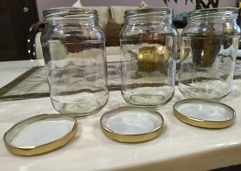 Set Of 3 Glass Jars 500ml Each
