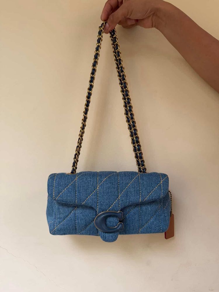 Coach Denim Quilted Tabby Small Shoulder Bag