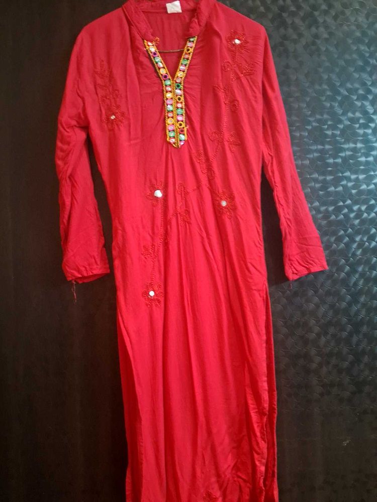Beautiful Designed Red Kurti