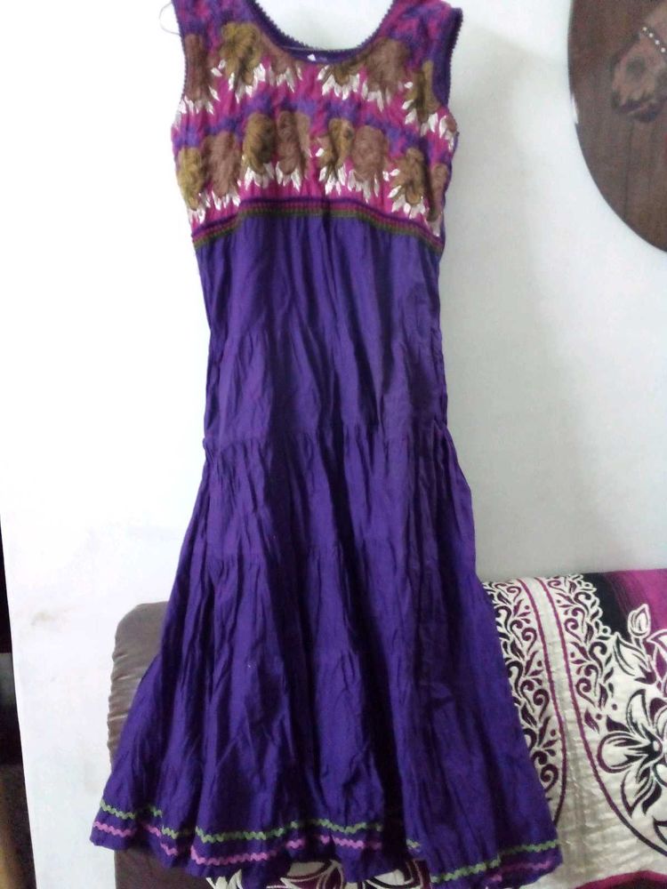Long Purple Anarkali Kurta