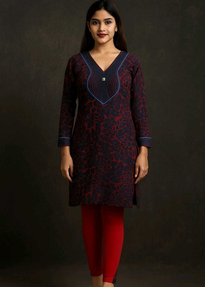 Floral Kurta with Red Leggings