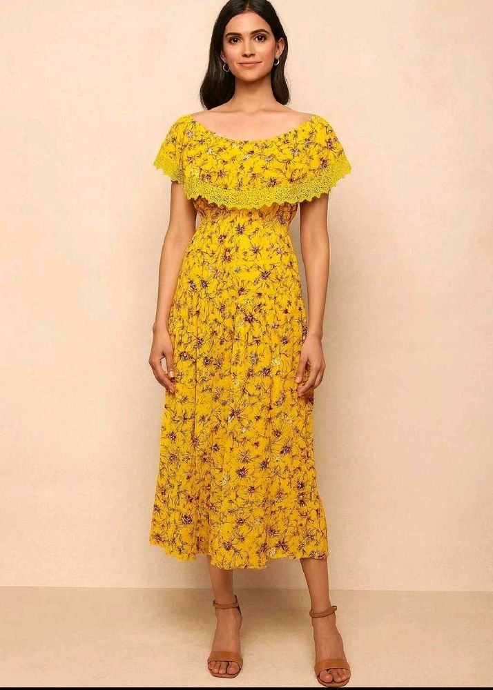 Floral Yellow Midi Dress