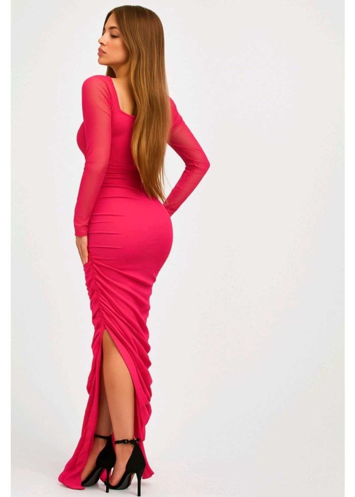 Super Flattering Ribbed SlitBodycon In Blush Pink?