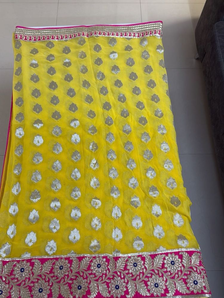 Yellow Embellished saree