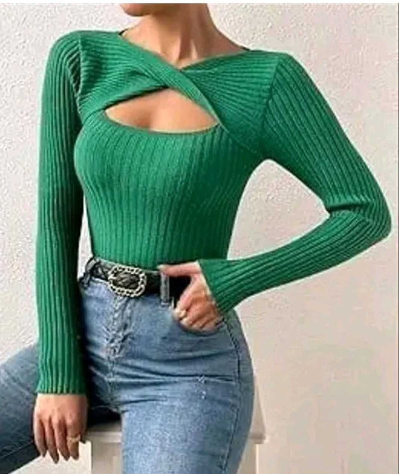Ribbed Knit Top From Myntra