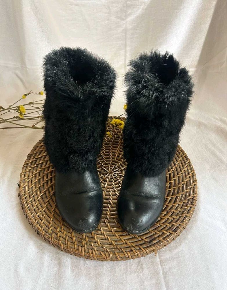 Black Leather And Fur Boots Pinteresty