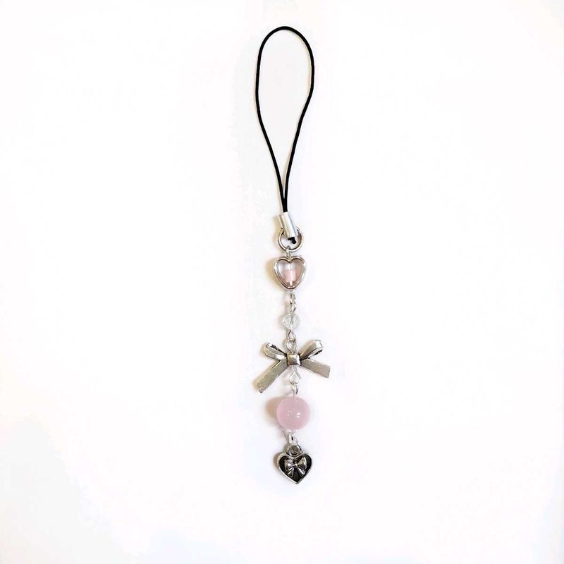 Pinterest Coquette Heart Bow Charm Keychain