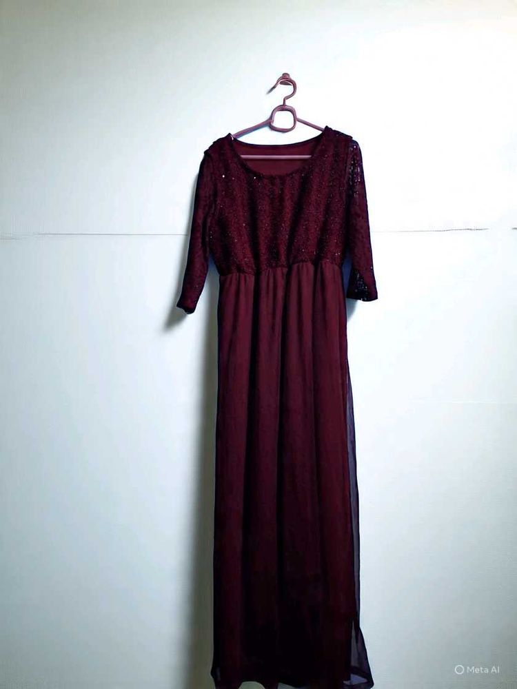 Elegant Maroon Maxi Dress