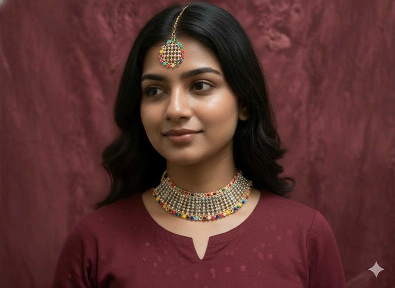 new Ethnic Necklace &amp; Maang Tikka Set