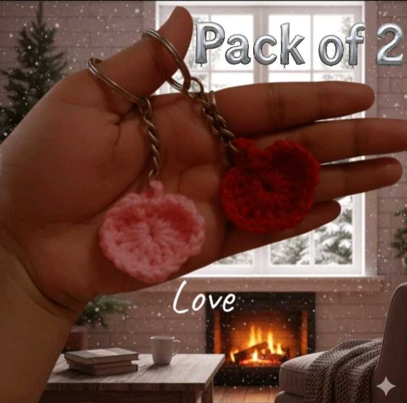 Crochet Heart Keychain Set