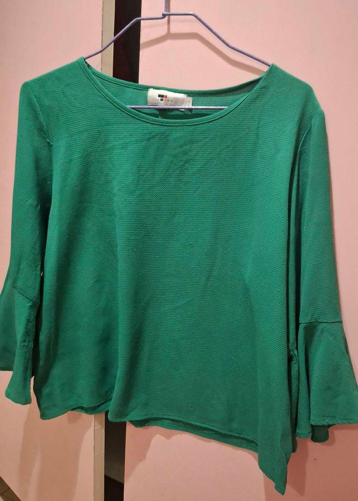 Round Neck Formal Blouse With Flare Sleeves