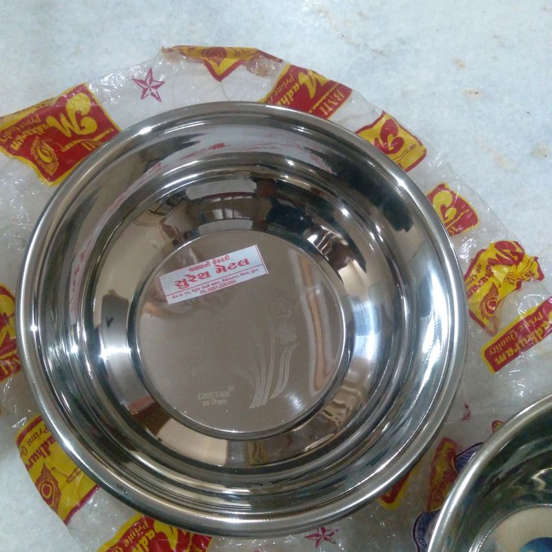 2 Stainless Steel Bowl With Tray