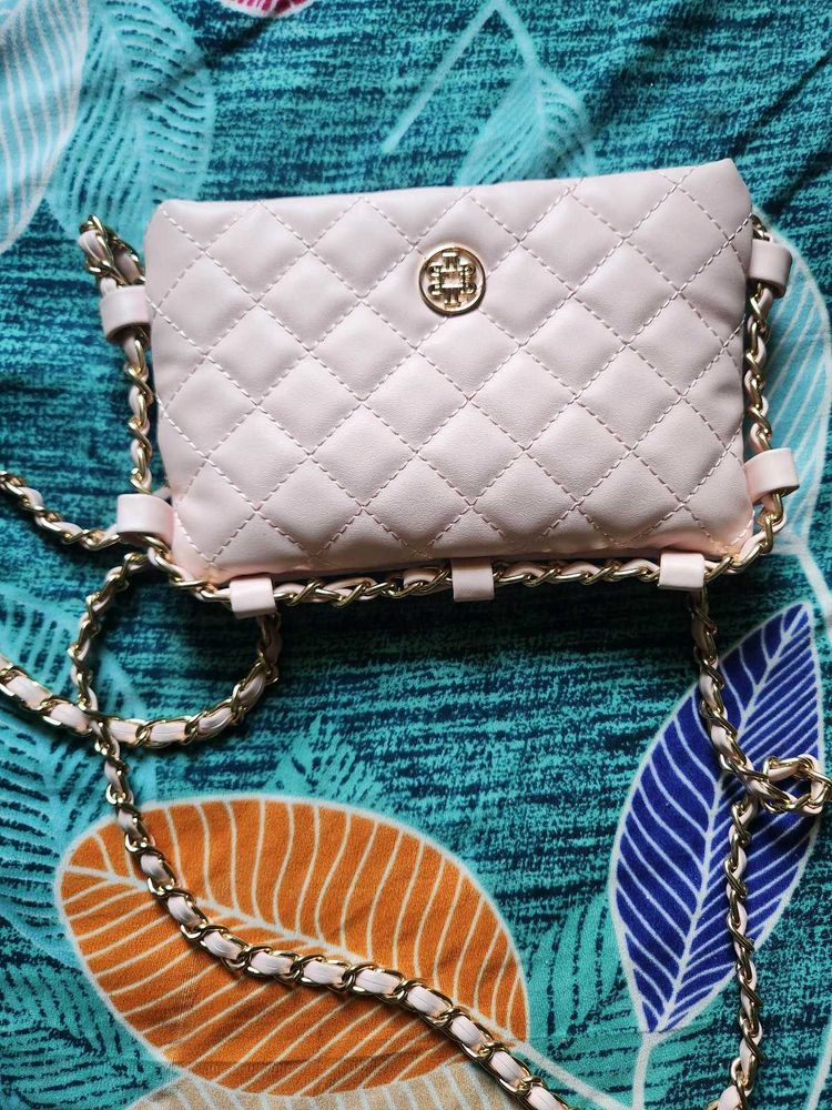 Pink Quilted Crossbody Bag