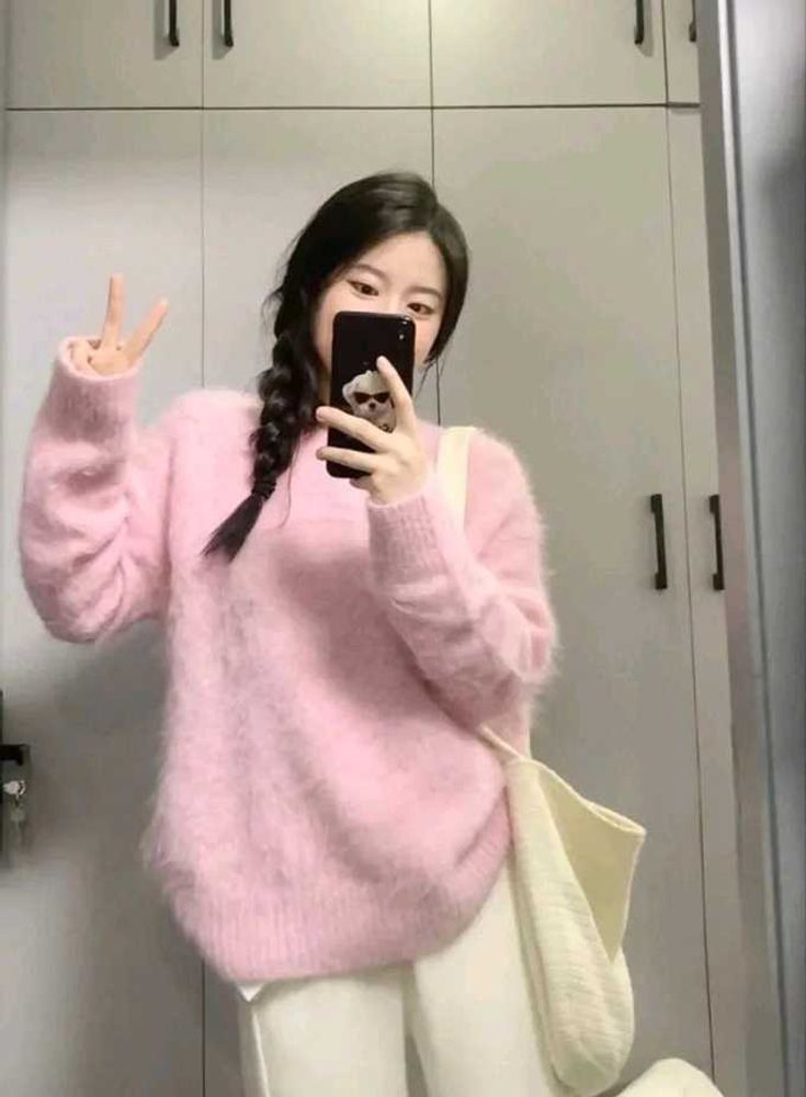 Pink Fuzzy Knit Sweater