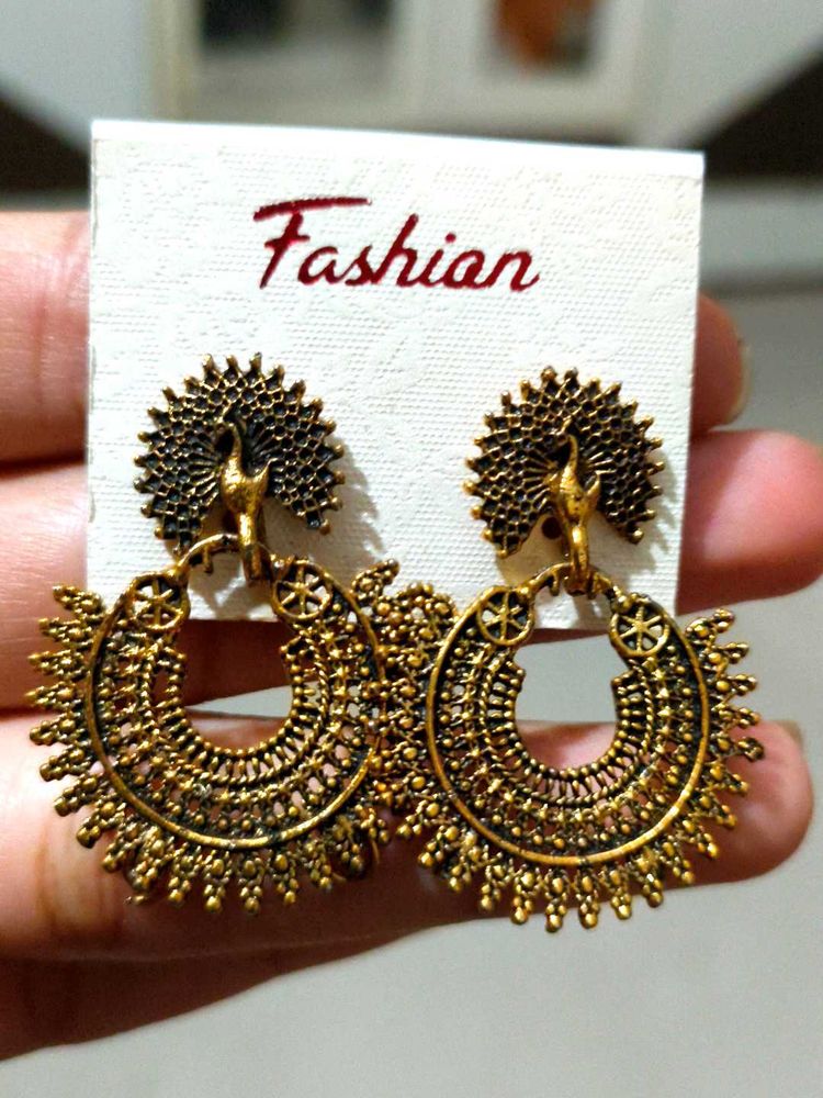 Oxidised Gold Earing
