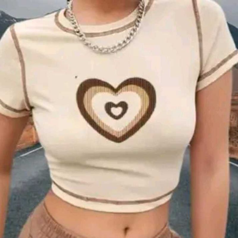 Crop Top Brown Heart