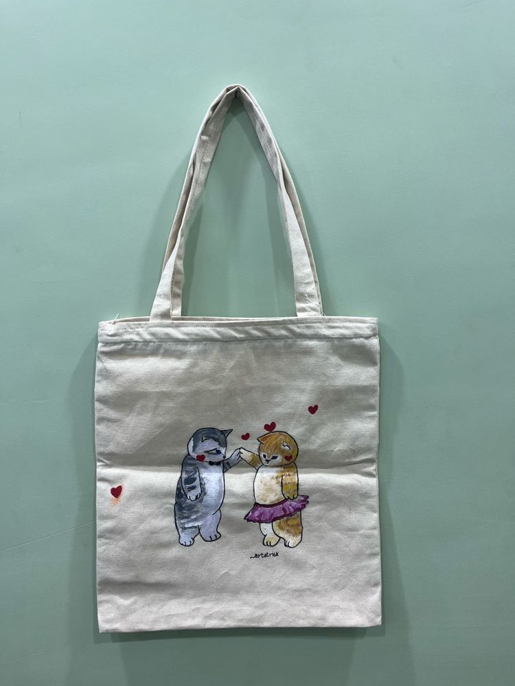 Cute Cat Print Tote Bag