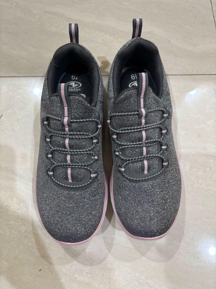 Athletic Works Gray &amp; Pink Slip-On Sneakers