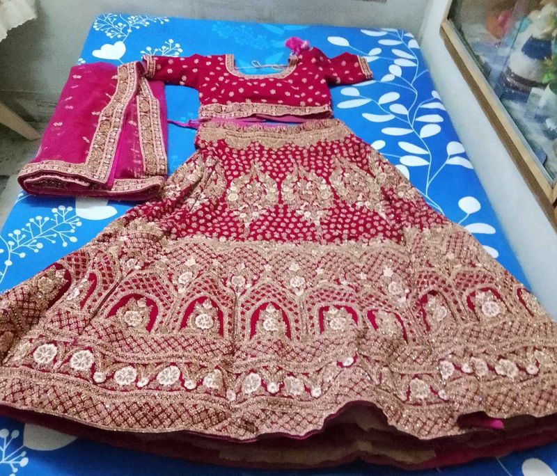 Rose Colour Designer Bridal Lehenga For Wedding
