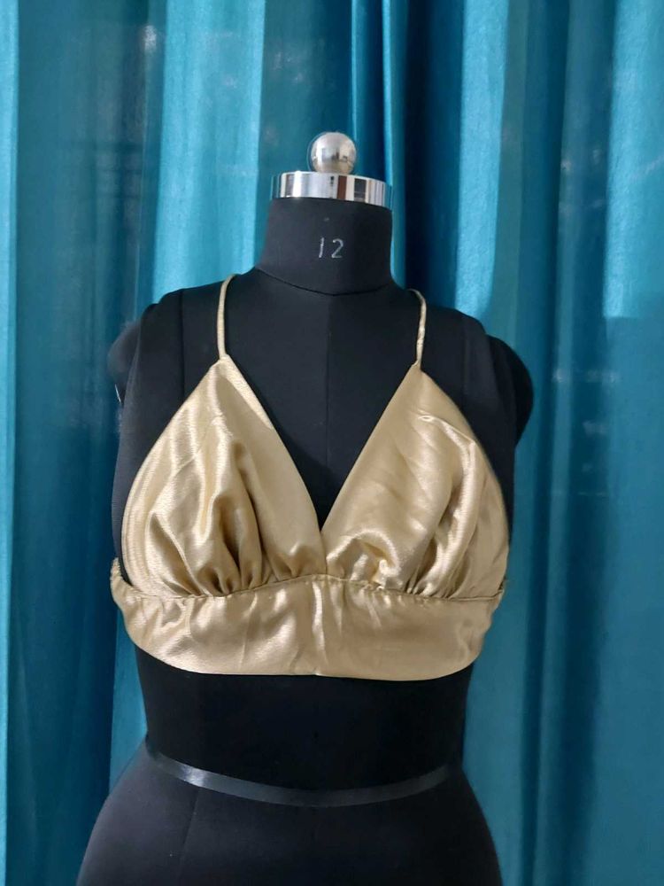Golden Satin Bralette Top