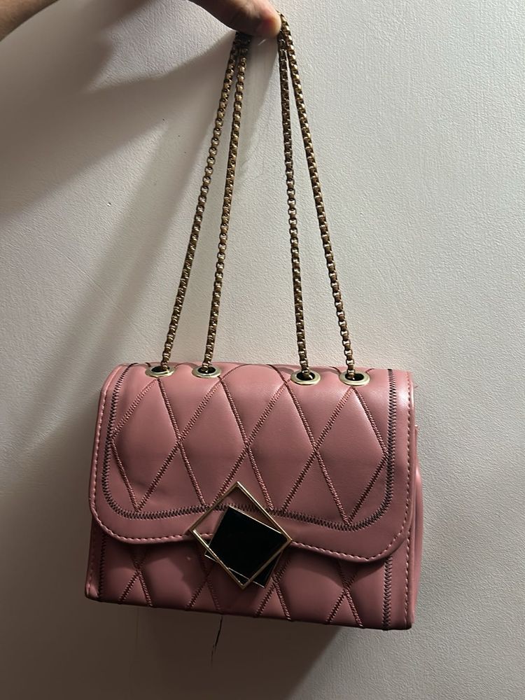 Pink Quilted Chain Bag