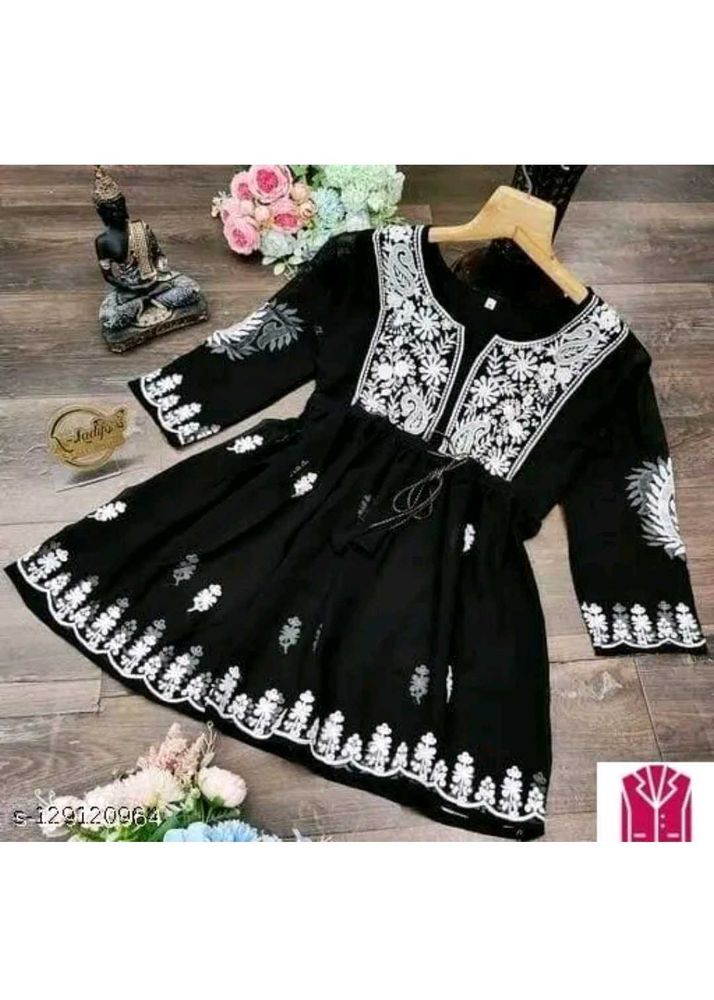 Black Embroidered Tunic Top