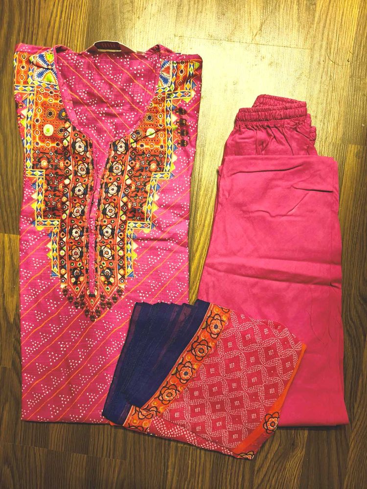 Pink Printed Kurta Set
