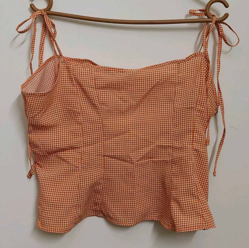 Tokyo Talkies Checked Sleeveless Croptop