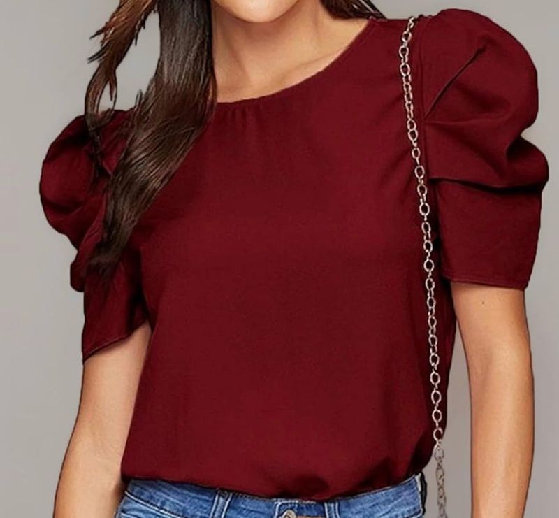 Chic Maroon Puff Sleeve Top