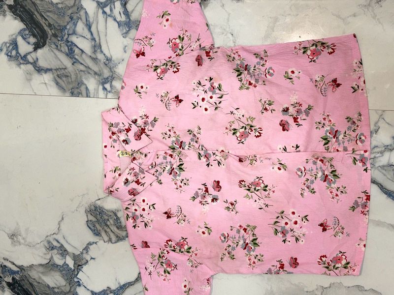 Pink Floral Button-Down Shirt