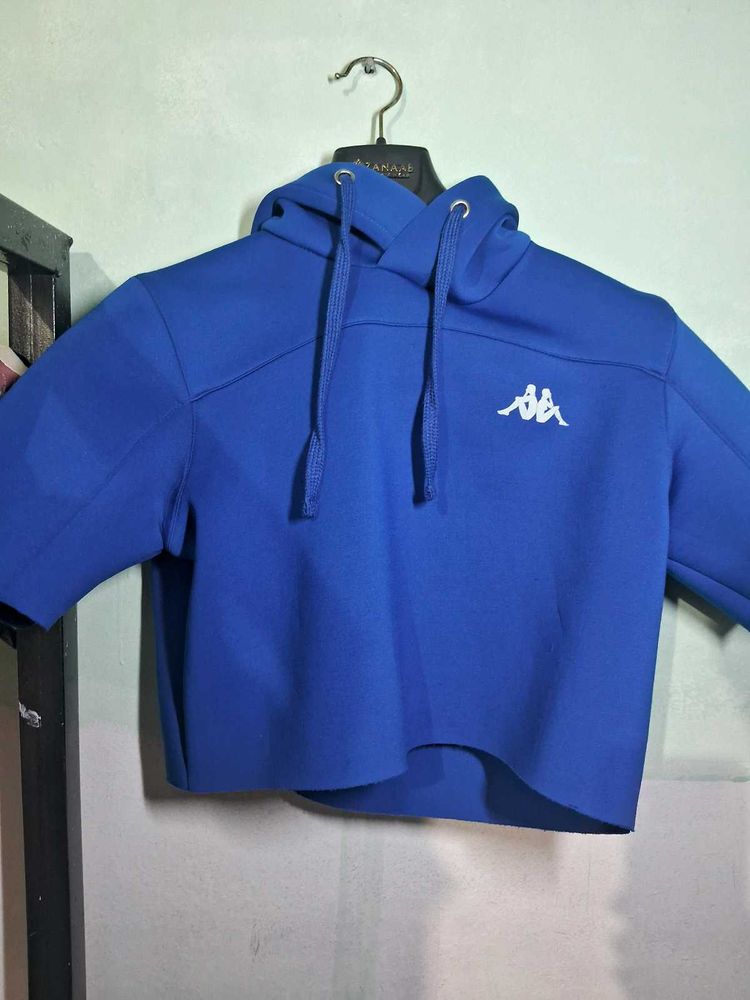Blue Kappa Cropped Hoodie
