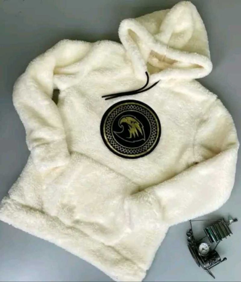 Fluffy White Hoodie