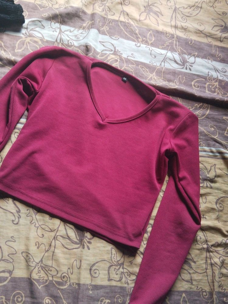 Maroon Fullsleeve Croptop