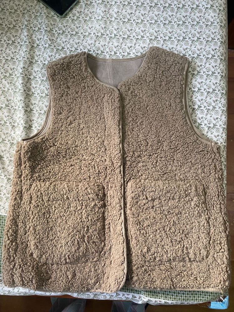 Tan Teddy Fleece Vest