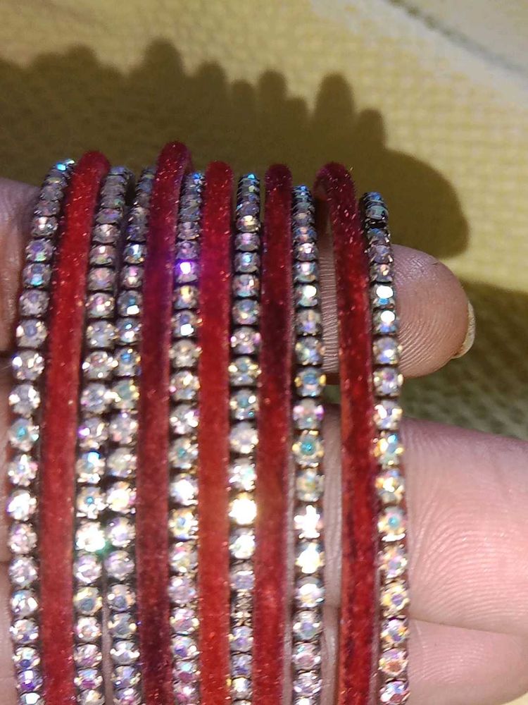 red and silver colour bangles