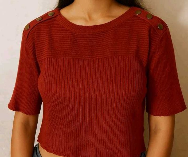 Rust Ribbed Knit Top