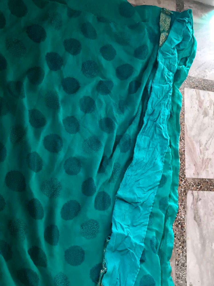 Green Polka Dot Saree