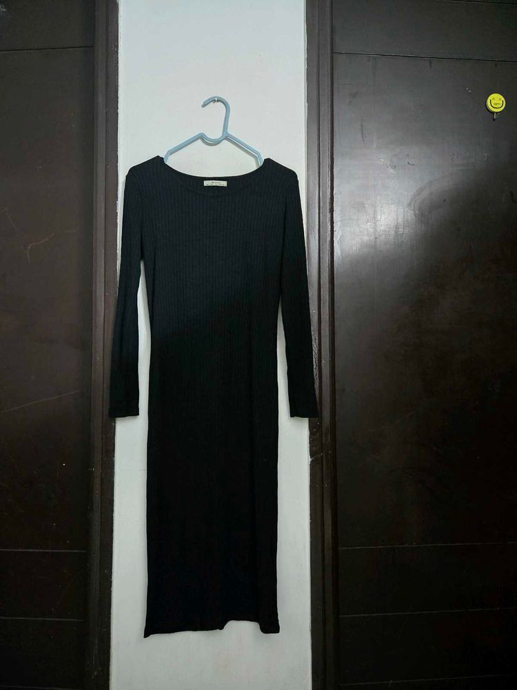 Black Ribbed Midi Dress bust 34-38